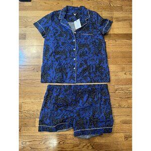 NWT Stevie Howell Womens Cotton Pajama Set, Medium(Fits Larger) Otomi Navy Blue